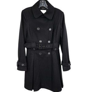 Laundry Shelli Segal 6 Double Breasted Black‎ Fit Flare Wool Belted Lined Coat